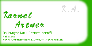 kornel artner business card